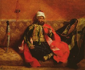 A Turk smoking sitting on a sofa, c.1825